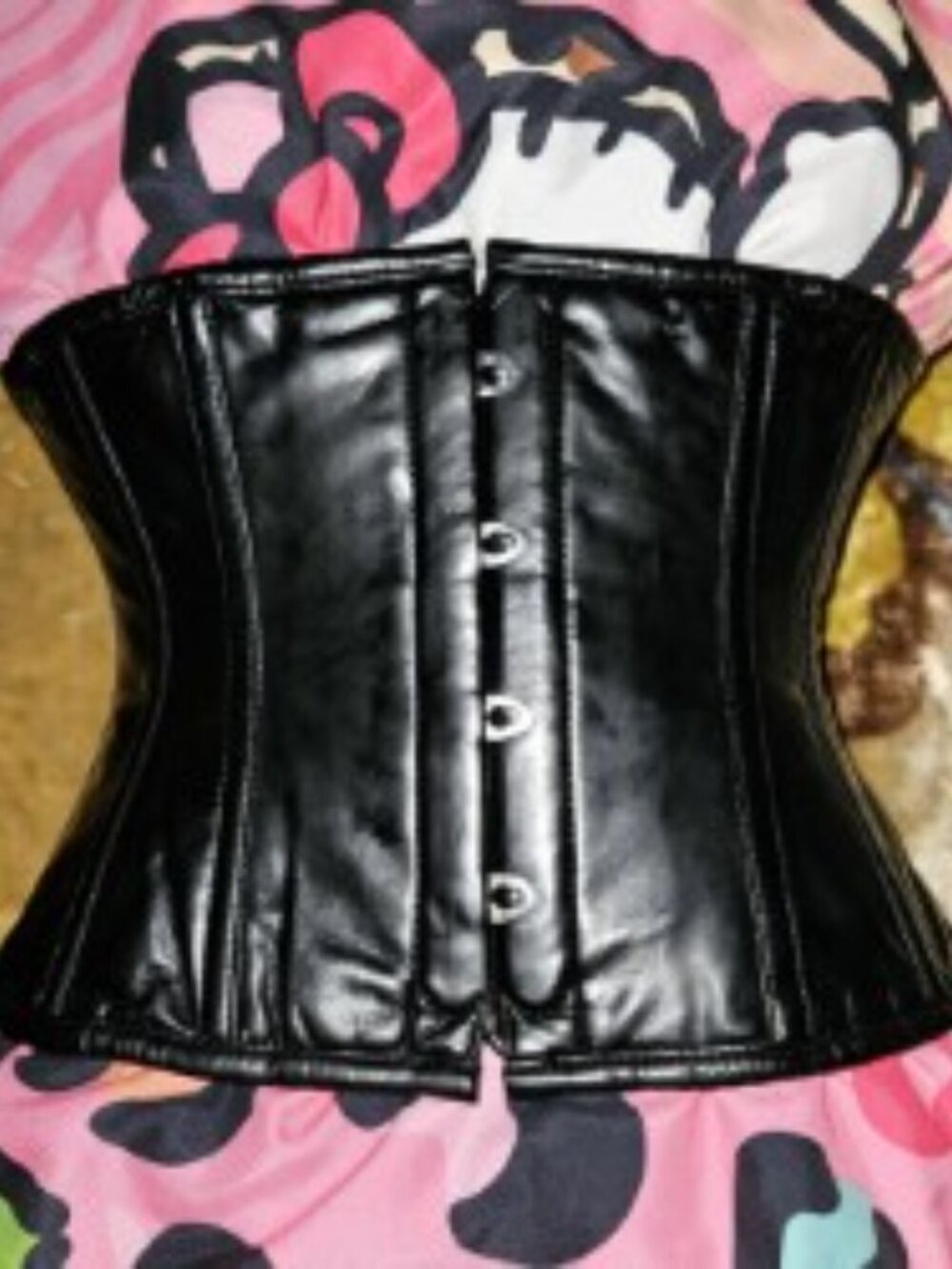 *SALE*  S/24" COURTESAN BLACK PVC TIGHT LACING WAIST TRAINING CORSET EDC GOTH